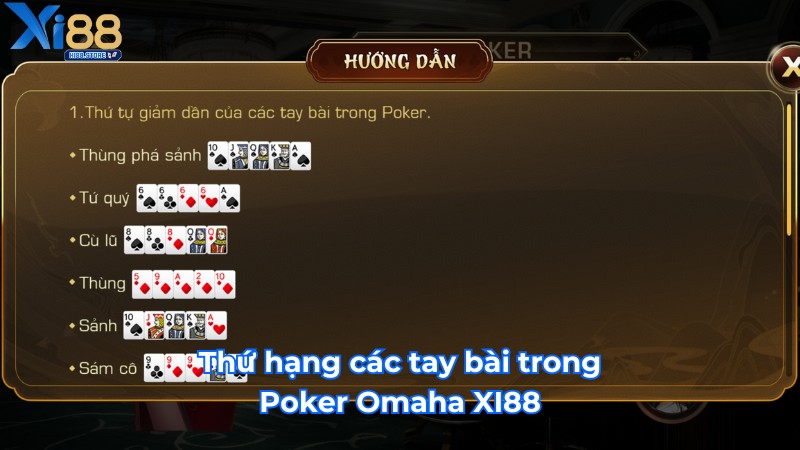 Thứ hạng các tay bài trong Poker Omaha XI88 Thứ hạng các tay bài trong Poker Omaha XI88